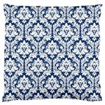 Navy Blue Damask Pattern Large Cushion Case (Two Sides) Front