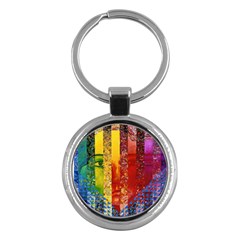 Conundrum I, Abstract Rainbow Woman Goddess  Key Chain (round) by DianeClancy