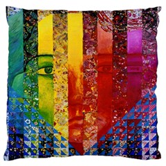 Conundrum I, Abstract Rainbow Woman Goddess  Large Cushion Case (two Sided)  by DianeClancy