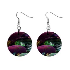 Creation Of The Rainbow Galaxy, Abstract Mini Button Earrings by DianeClancy