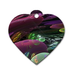 Creation Of The Rainbow Galaxy, Abstract Dog Tag Heart (one Sided)  by DianeClancy
