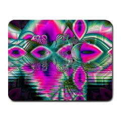 Crystal Flower Garden, Abstract Teal Violet Small Mouse Pad (rectangle) by DianeClancy