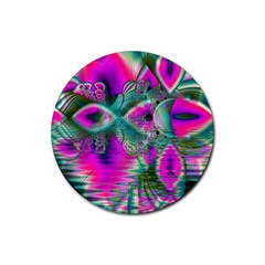 Crystal Flower Garden, Abstract Teal Violet Drink Coasters 4 Pack (round) by DianeClancy