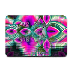 Crystal Flower Garden, Abstract Teal Violet Small Door Mat by DianeClancy