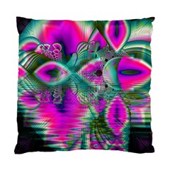 Crystal Flower Garden, Abstract Teal Violet Cushion Case (two Sided)  by DianeClancy