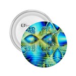 Crystal Lime Turquoise Heart Of Love, Abstract 2.25  Button