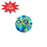 Crystal Lime Turquoise Heart Of Love, Abstract 1  Mini Button Magnet (10 pack)