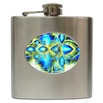 Crystal Lime Turquoise Heart Of Love, Abstract Hip Flask