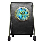 Crystal Lime Turquoise Heart Of Love, Abstract Stationery Holder Clock