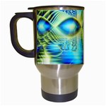Crystal Lime Turquoise Heart Of Love, Abstract Travel Mug (White)