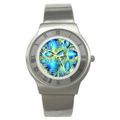 Crystal Lime Turquoise Heart Of Love, Abstract Stainless Steel Watch (slim) by DianeClancy