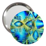 Crystal Lime Turquoise Heart Of Love, Abstract 3  Handbag Mirror