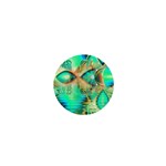 Golden Teal Peacock, Abstract Copper Crystal 1  Mini Button Magnet Front