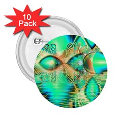 Golden Teal Peacock, Abstract Copper Crystal 2 25  Button (10 Pack) by DianeClancy