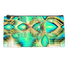 Golden Teal Peacock, Abstract Copper Crystal Pencil Case by DianeClancy