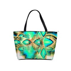 Golden Teal Peacock, Abstract Copper Crystal Large Shoulder Bag by DianeClancy