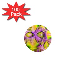 Golden Violet Crystal Heart Of Fire, Abstract 1  Mini Button Magnet (100 Pack)