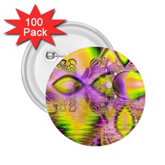 Golden Violet Crystal Heart Of Fire, Abstract 2 25  Button (100 Pack)