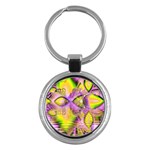 Golden Violet Crystal Heart Of Fire, Abstract Key Chain (Round) Front