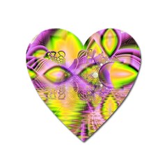 Golden Violet Crystal Heart Of Fire, Abstract Magnet (heart)