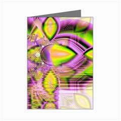 Golden Violet Crystal Heart Of Fire, Abstract Mini Greeting Card