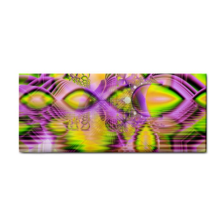 Golden Violet Crystal Heart Of Fire, Abstract Hand Towel