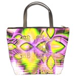 Golden Violet Crystal Heart Of Fire, Abstract Bucket Handbag Back