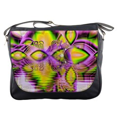 Golden Violet Crystal Heart Of Fire, Abstract Messenger Bag by DianeClancy