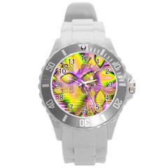 Golden Violet Crystal Heart Of Fire, Abstract Plastic Sport Watch (large) by DianeClancy