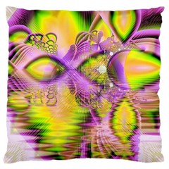 Golden Violet Crystal Heart Of Fire, Abstract Large Cushion Case (two Sides) by DianeClancy