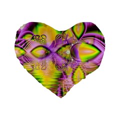 Golden Violet Crystal Heart Of Fire, Abstract Standard 16  Premium Heart Shape Cushion  by DianeClancy