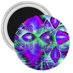 Violet Peacock Feathers, Abstract Crystal Mint Green 3  Button Magnet