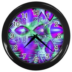 Violet Peacock Feathers, Abstract Crystal Mint Green Wall Clock (black) by DianeClancy