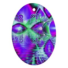 Violet Peacock Feathers, Abstract Crystal Mint Green Oval Ornament (two Sides) by DianeClancy