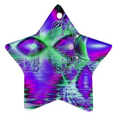 Violet Peacock Feathers, Abstract Crystal Mint Green Star Ornament (two Sides) by DianeClancy