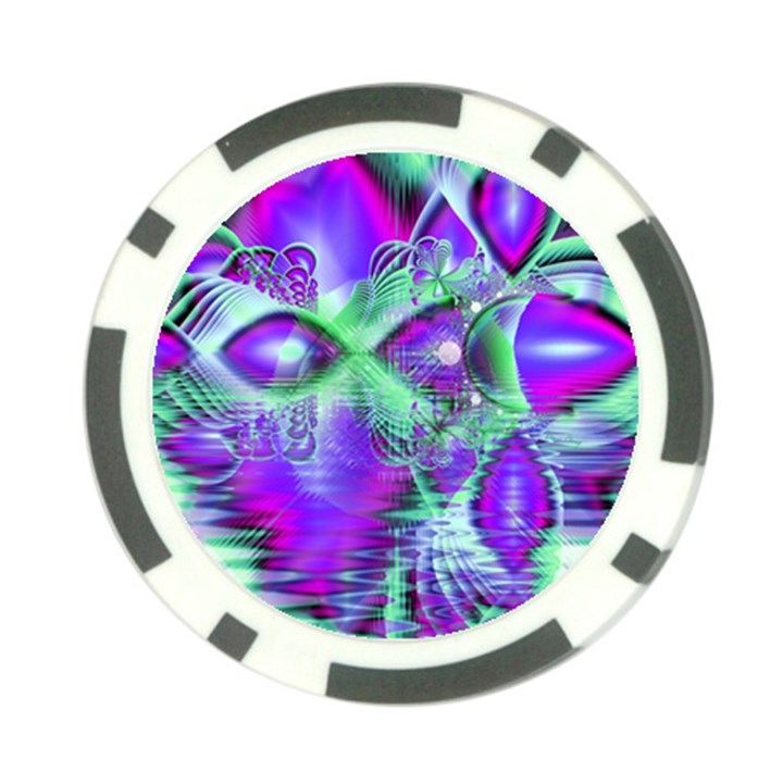 Violet Peacock Feathers, Abstract Crystal Mint Green Poker Chip