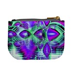 Violet Peacock Feathers, Abstract Crystal Mint Green Coin Change Purse Back