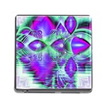 Violet Peacock Feathers, Abstract Crystal Mint Green Memory Card Reader with Storage (Square) Front