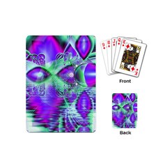 Violet Peacock Feathers, Abstract Crystal Mint Green Playing Cards (mini) by DianeClancy