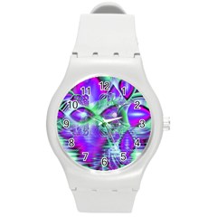 Violet Peacock Feathers, Abstract Crystal Mint Green Plastic Sport Watch (medium) by DianeClancy