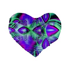 Violet Peacock Feathers, Abstract Crystal Mint Green 16  Premium Heart Shape Cushion  by DianeClancy