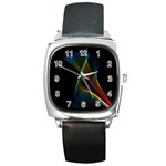 Abstract Rainbow Lily, Colorful Mystical Flower  Square Leather Watch