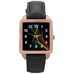 Abstract Rainbow Lily, Colorful Mystical Flower  Rose Gold Leather Watch 