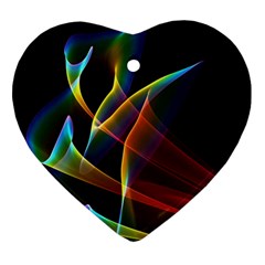 Peacock Symphony, Abstract Rainbow Music Heart Ornament (two Sides) by DianeClancy