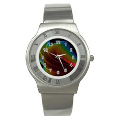 Liquid Rainbow, Abstract Wave Of Cosmic Energy  Stainless Steel Watch (slim) by DianeClancy