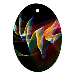 Northern Lights, Abstract Rainbow Aurora Oval Ornament (two Sides) by DianeClancy