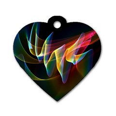 Northern Lights, Abstract Rainbow Aurora Dog Tag Heart (two Sided) by DianeClancy