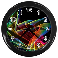 Dancing Northern Lights, Abstract Summer Sky  Wall Clock (black) by DianeClancy