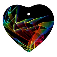 Dancing Northern Lights, Abstract Summer Sky  Heart Ornament (two Sides) by DianeClancy