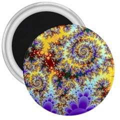 Desert Winds, Abstract Gold Purple Cactus  3  Button Magnet by DianeClancy